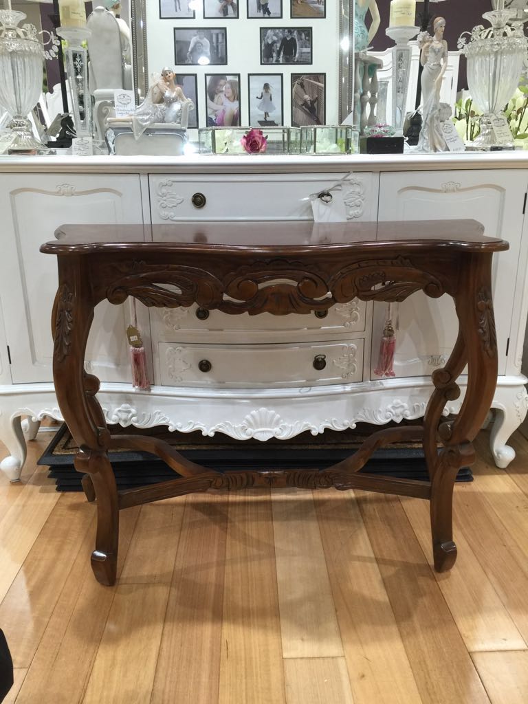 French Console Table, Polished Timber